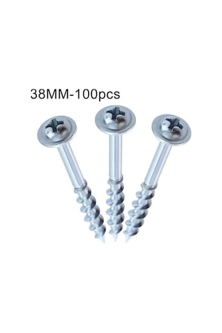 Novahub 100 Adet 32/38/50/63mm Galvanizli Kendinden Kılavuzlu Vidalar Ağaç İşleme Seti 38mm, Ahşap Ve Plastiğe Uygundur 38 MM