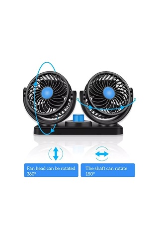 Moly Araba Dashboard Soğutma Fanı - Usb Çift Kafalı Soğutucu - Güçlü Rüzgar - 360 Dönme - Kullanışlı Hava Sirkülasyonu