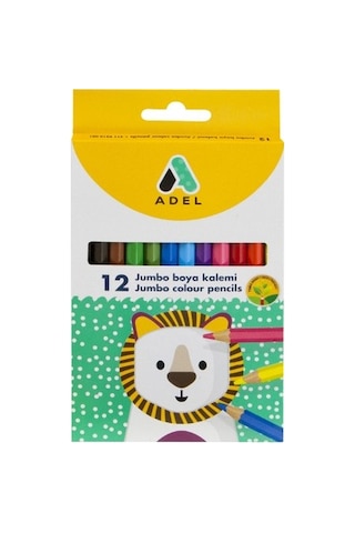 Adel 12 Renk Jumbo Hexa Boya Kalemi Tam Boy Çocuklar İçin Pratik Ve Parlak Renkler Karışık