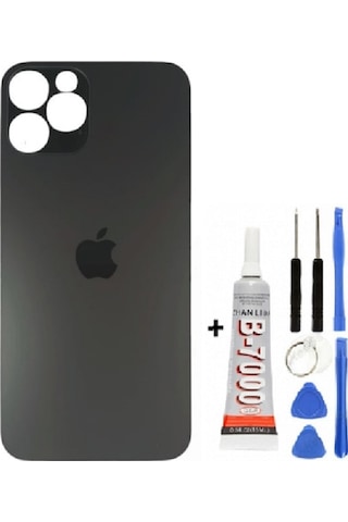 iPhone Uyumlu, Uyumlu, 12 Pro Arka Kapak Cam +yapıştırıcı B700 + Tamir Seti - Graphite Graphite