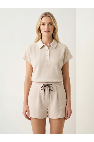 Xint Naturel Pamuk Dokulu Oversize Tişört 602581 Beyaz