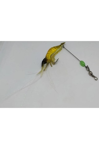 Karides Shrimp Sahte Silikon Balık Yemi Fosforlu Kancalı 9.5 Cm 6.3 Gr Sarı