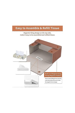 Ev Ve Araba İçin Dikdörtgen Deri Mendil Kutusu Mendil Kutusu Kahverengi+gri Çizgili