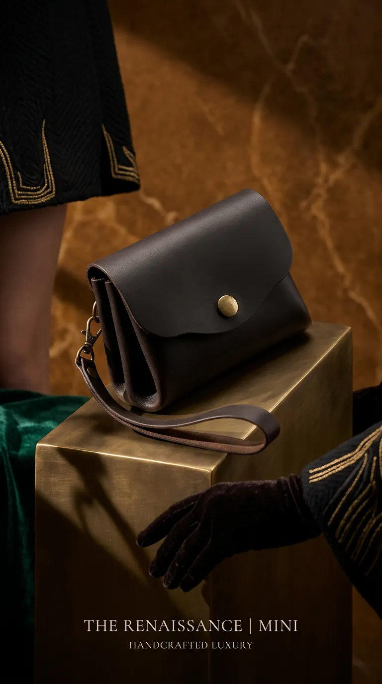 Natayleather %100 Hakiki Deri El Yapımı Vintage Mini Kadın El Çantası Ve Cüzdan - Acı Kahve 12x9 Cm Acı Kahverengi