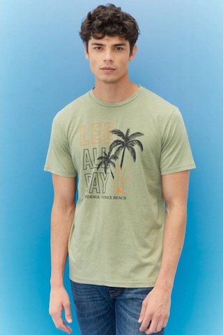 Lee Lightweight Graphic Erkek Yeşil Bisiklet Yaka Tişört L221059308 Yeşil