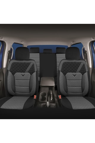 Minderland K1 - Dacia Duster İle Uyumlu Koltuk Kılıfı, Tam Takım/gri-siyah