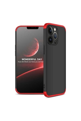 Apple Uyumlu iPhone 13 Pro Kılıf Zore Ays Kapak Siyah-Kırmızı