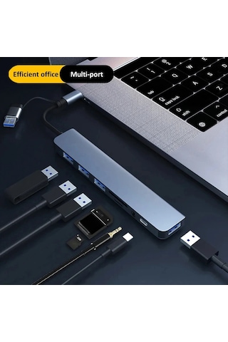 Usb 8'i 1 Arada Hub 3.0 Usb C Hub Dock İstasyonu Yüksek Hızlı İletim Usb 8in1 Hub Usb Ac
