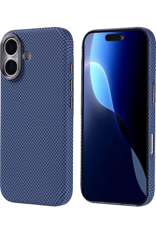 Subutu Apple Uyumlu iPhone 17 Kılıf M-safe Şarj Özellikli Karbon Fiber Görünümlü Sbt Nekst Kapak - Lacivert Lacivert