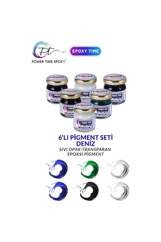 6'lı Opak & Transparan Sıvı Pigment Boya Seti / Epoksi Için Deniz Seti / 6 Adet Epoksi Boyası