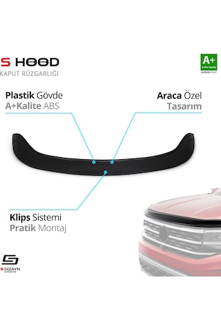 S-dizayn Fiat Egea Abs Plastik Kaput Rüzgarlığı 2015 Üzeri A+kalite