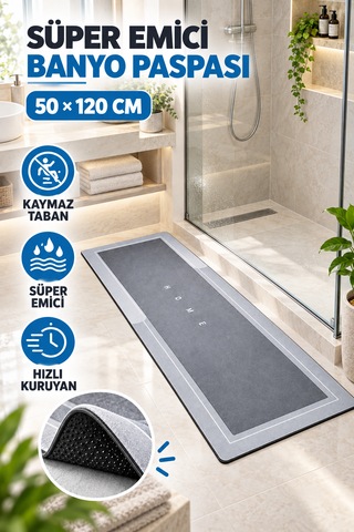 Büyük Boy Sihirli Su Emici Tabanlı Uzun Paspas 50 X 120 Cm Süper Emici Kaymaz Tabanlı Uzun Paspas Banyo Paspası 1 Adet Çok renkli