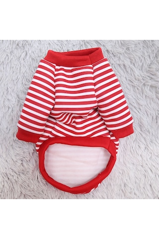 Geeksen Köpek Ve Kedi Poları - Esnek Poliester, Soluk Nefesli, Günlük Kullanıma Uygun, Trendy Desenli Kırmızı Çizgili-m