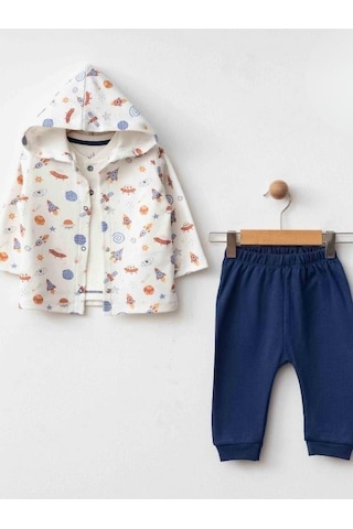 3 Lü Organik Uzay Desenli Bebek Eşofman Takımı-16184 renkli