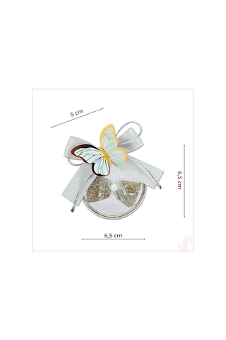Lavantalı ve Mavi Kelebekli 6.5 CM Metal Pano Magnet, 1 Adet Çok Renkli
