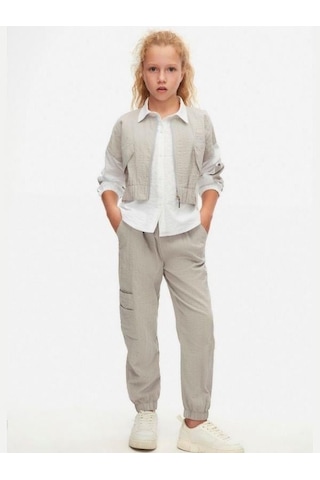 Nk Kids Kız Çocuk Bel Bel Paça Lastikli Pantolon-15564 Gri