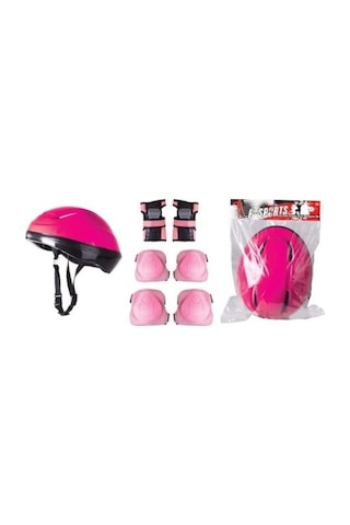 Kask Dizlik Dirseklik Koruyucu Seti Pembe
