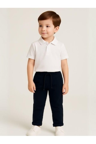 Çocuk Beli Lastikli Jogger Eşofman Alt-16089 Lacivert