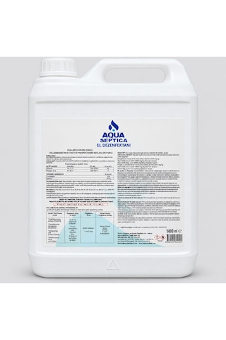Aqua Septica Alkollü El Dezenfektanı 5 Litre 5000 Ml El Ve Cilt Hijyeni İçin Durulama Gerektirmeyen Dezenfektan 1 Adet