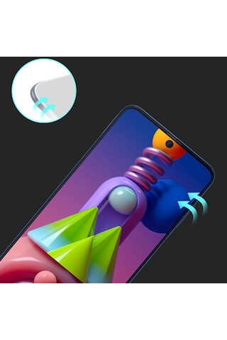 Samsung Galaxy M51 Temperli Full Cam Ekran Koruyucu Siyah Siyah