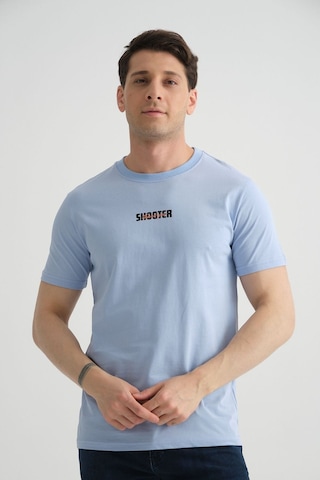 Shooter Sportwear Shooter Erkek T-shirt Minimal Baskılı Pamuklu Kumaş Standart Kalıp Bebe Mavisi