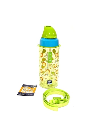 Gıpta Yeşil Crystal Tritan Desenli Pipetli Matara Suluk 500 Ml