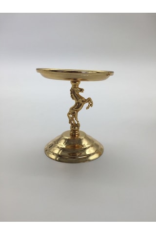 3'lü Atlı Gold Lokumluk, Çay Ve Kahve Yanı Sunumluk, Metal Şekerl