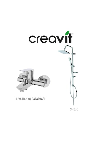 Creavit Sh630 Tepe Duş Sistemi Ve Liva Banyo Bataryası Lv2500 Krom