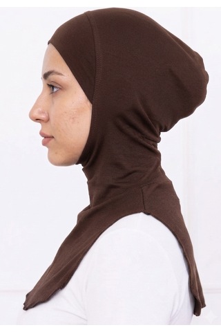 Alivascarf Ninja Bone Boyunluklu Likralı Sporcu Bonesi Kadın Pratik Tesettür Hijab Başörtü Kahverengi