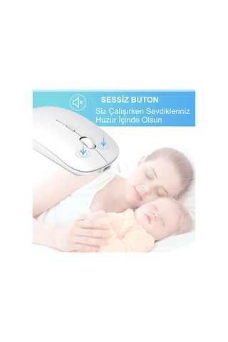 Hymark M22 Sessiz Tıklama Şarjlı Çift Modlu Bluetooth Kablosuz 2.4 Ghz Mouse