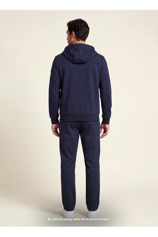 Dkny Dkfw26062-400 Logo Patch Hoodie Lacivert Erkek Kapüşonlu Logo Baskılı Sweatshirt