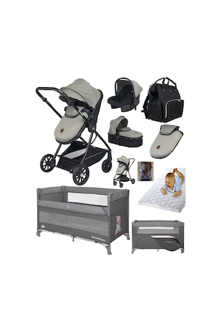 Baby Home 8 in 1 Yeni Doğan Full Takım Set 1010 Travel Sistem Bebek Arabası Ve Lorelli Anne Yanı Beşik Oyun Parkı Yatak Beşik