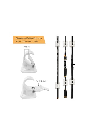 Yuntech01 10 Adet Abs Malzeme Sağlam Olta Tutucu Kilitli Kancalar - Beyaz Renk, 4.5x3.3x4.2 Cm Boyutunda