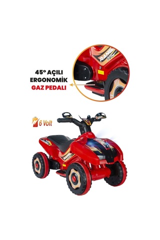 Müzikli Ve Led Işıklı Rang Akülü Atv 6v Kırmızı Kırmızı