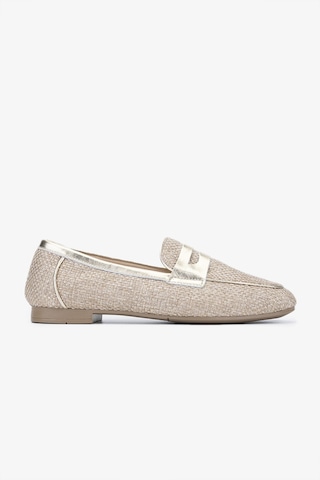 Valmenti Topy Kadın Naturel/gold Deri & Tekstil Loafer Ayakkabı 961 1979-1 Bn Ayk Y24 Bej