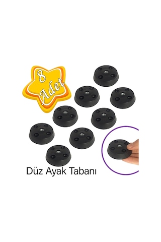 8 Adet Düz Ayak Tabanı Siyah Mobilya Masa Sehpa Ayağı Bağlantı Aparatı Plastik