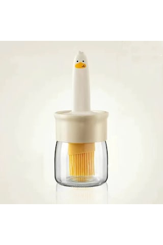 Yuntech01 Glasya Gıda Seviyesi Silikon Fırçalı Yağ Dağıtıcı - Isı Dayanıklı, Dışarıda Barbekü Ve Piknik İçin, Beyaz Çok Renkli