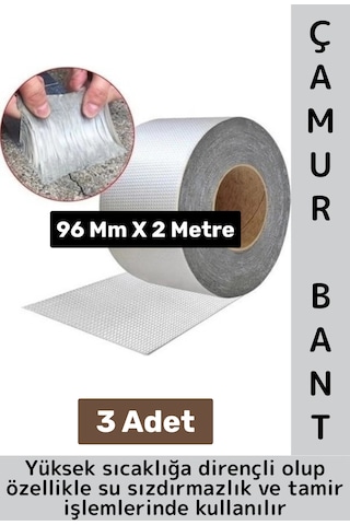 Ultra Güçlü Su Geçirmez Isıya Dayanıklı Alüminyum İzolasyon Tamirat 96 Mm X 2 Metre Çamur Bant 3 Adt