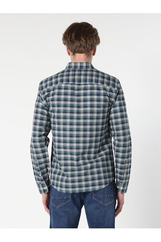 Colin's Slim Fit Kareli Lacivert Erkek Uzun Kol Gömlek CL1061792_Q1.V1_NAV