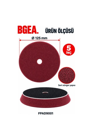 Bgea 5 İnç 125 Mm Bordo Destek Tabanlı Pasta Süngeri