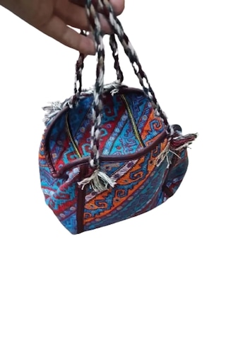 Filipin Otantik Kilim Desenli Kadın El Ve Omuz Çantası 33x28 Çok Renkli