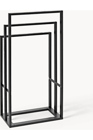 Bambu Üçlü Metal Banyo Havlu Askılığı Siyah