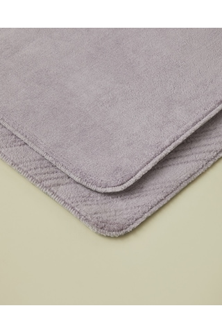 English Home Stripe Line Kaydırmaz Taban Banyo Paspası Seti 60x100 Cm + 50x60 Cm Lila