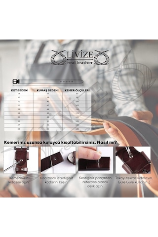 Livize Kahverengi 2'Li %100 Manda Derisi Erkek Kot Kemeri 4,5Cm Kahverengi