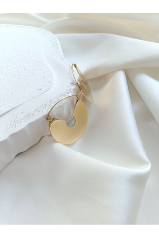 Çelik Plaka Küpe Altın