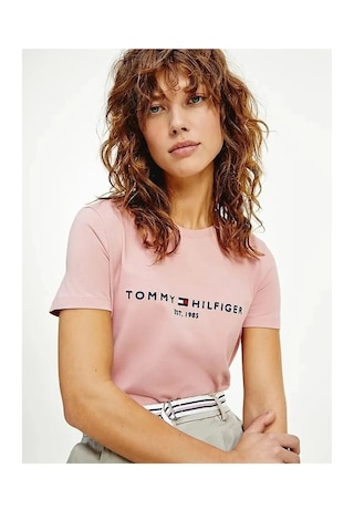 Tommyhilfiger Organik Pamuk Bayan T-shirt Pembe - Pudra