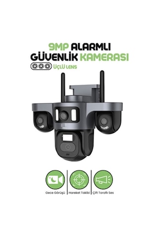 9mp Dış Mekan Wifi Li Güvenlik Kamerası3 Lens Hareket Takibi Sesli Görüşme Gece Görüşü