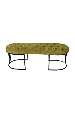Viego Siyah Bench Puf Hardal