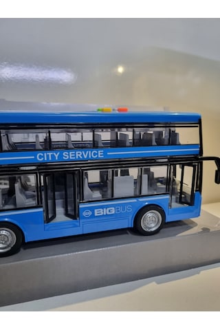 Mavi Renkli Turist Otobüsü Big Bus Sesli Ve Işıklı Oyuncak Otobüs 28.5 Cm Diğer