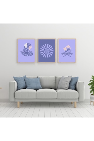 Leylaklar Duvar Tablosu Çerçeveli 3'lü Set Ahşap Renk 35 X 50 Boyut/ebat